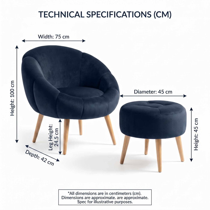 Atelier Del Sofa Lida - Antracita (Conjunto de Sillón y Puff)
